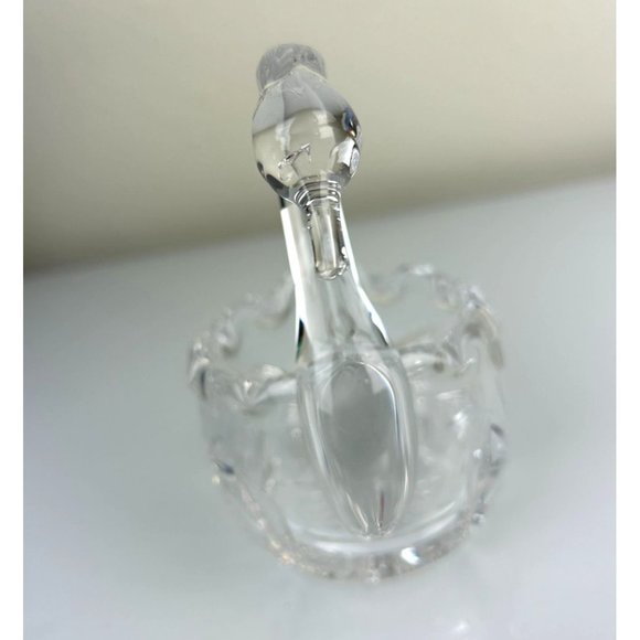 Vintage BOHEMIA Czechoslovakia Hand Cut Lead Crystal Swan Candy Dish Home Decor - Picture 9 of 13